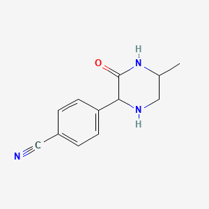 molecular formula C12H13N3O B13199033 4-(5-Methyl-3-oxopiperazin-2-yl)benzonitrile 