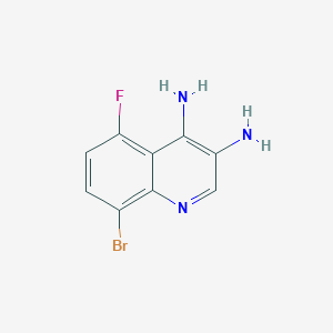 molecular formula C9H7BrFN3 B13199079 8-Bromo-5-fluoroquinoline-3,4-diamine 