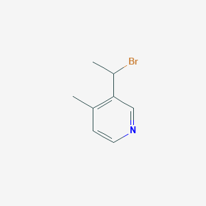 molecular formula C8H10BrN B13199083 3-(1-Bromoethyl)-4-methylpyridine 