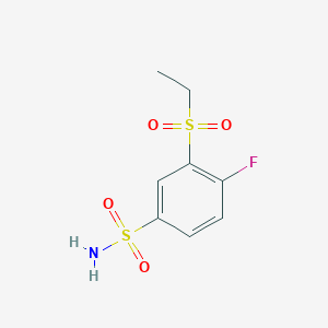 molecular formula C8H10FNO4S2 B13199196 3-(Ethanesulfonyl)-4-fluorobenzene-1-sulfonamide 