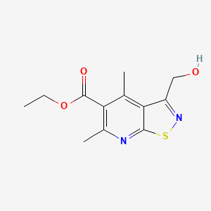 molecular formula C12H14N2O3S B13199287 Ethyl 3-(hydroxymethyl)-4,6-dimethyl-[1,2]thiazolo[5,4-b]pyridine-5-carboxylate 