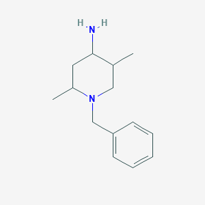 molecular formula C14H22N2 B13199316 1-Benzyl-2,5-dimethylpiperidin-4-amine 