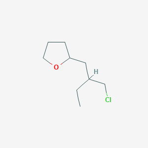 molecular formula C9H17ClO B13199394 2-[2-(Chloromethyl)butyl]oxolane 