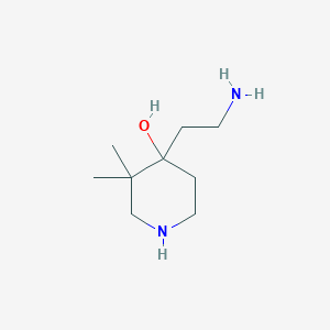 molecular formula C9H20N2O B13199410 4-(2-Aminoethyl)-3,3-dimethylpiperidin-4-ol 