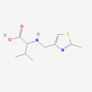 molecular formula C10H16N2O2S B13199575 3-Methyl-2-{[(2-methyl-1,3-thiazol-4-yl)methyl]amino}butanoic acid 