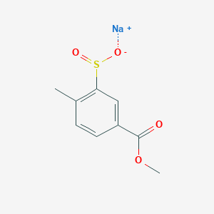 molecular formula C9H9NaO4S B13199597 Sodium 5-(methoxycarbonyl)-2-methylbenzene-1-sulfinate 