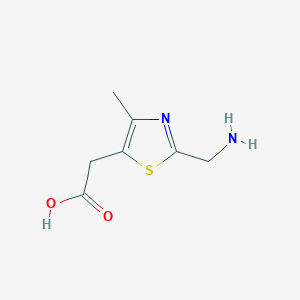 molecular formula C7H10N2O2S B13199640 2-[2-(Aminomethyl)-4-methyl-1,3-thiazol-5-yl]acetic acid 