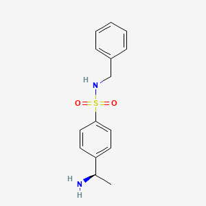 molecular formula C15H18N2O2S B13199790 4-[(1R)-1-Aminoethyl]-N-benzylbenzene-1-sulfonamide 