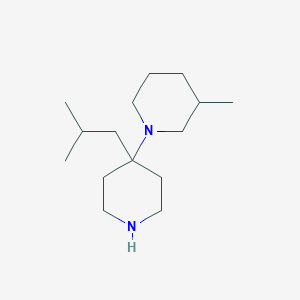 molecular formula C15H30N2 B13199908 4-(3-Methylpiperidin-1-yl)-4-(2-methylpropyl)piperidine 