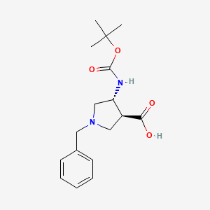 molecular formula C17H24N2O4 B1320008 trans-4-Boc-amino-1-benzylpyrrolidine-3-carboxylic acid CAS No. 628725-28-0