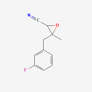 molecular formula C11H10FNO B13200125 3-[(3-Fluorophenyl)methyl]-3-methyloxirane-2-carbonitrile 