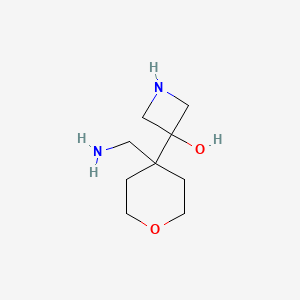 molecular formula C9H18N2O2 B13200179 3-[4-(Aminomethyl)oxan-4-yl]azetidin-3-ol 