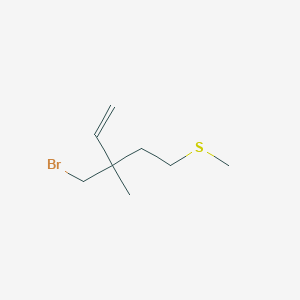 molecular formula C8H15BrS B13200206 3-(Bromomethyl)-3-methyl-5-(methylsulfanyl)pent-1-ene 