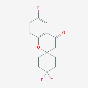 molecular formula C14H13F3O2 B13200380 4',4',6-Trifluoro-3,4-dihydrospiro[1-benzopyran-2,1'-cyclohexane]-4-one 