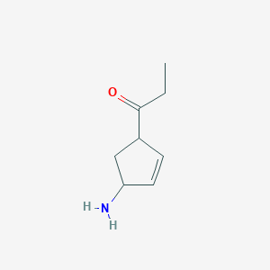 molecular formula C8H13NO B13200458 1-(4-Aminocyclopent-2-en-1-yl)propan-1-one 