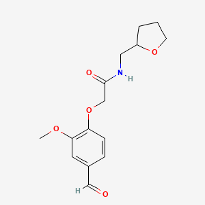 molecular formula C15H19NO5 B13200462 2-(4-formyl-2-methoxyphenoxy)-N-(tetrahydrofuran-2-ylmethyl)acetamide 