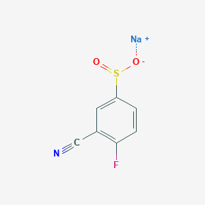 molecular formula C7H3FNNaO2S B13200488 3-Cyano-4-fluorobenzenesulfinic acid sodium salt 