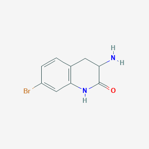 molecular formula C9H9BrN2O B13200491 3-Amino-7-bromo-1,2,3,4-tetrahydroquinolin-2-one 