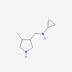 molecular formula C9H18N2 B13200496 N-[(4-methylpyrrolidin-3-yl)methyl]cyclopropanamine 