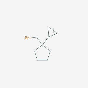 molecular formula C9H15Br B13200842 1-(Bromomethyl)-1-cyclopropylcyclopentane 