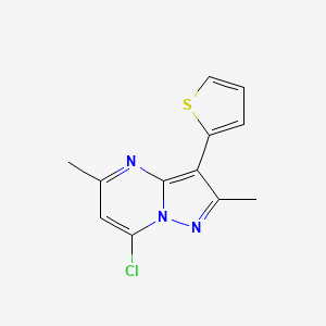 molecular formula C12H10ClN3S B1320087 7-氯-2,5-二甲基-3-硫代吡唑并[1,5-a]嘧啶 CAS No. 889939-47-3