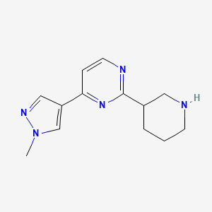 molecular formula C13H17N5 B13200894 4-(1-Methyl-1H-pyrazol-4-yl)-2-(piperidin-3-yl)pyrimidine 