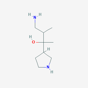 molecular formula C9H20N2O B13201128 4-Amino-3-methyl-2-(pyrrolidin-3-yl)butan-2-ol 