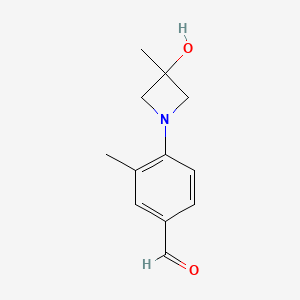 molecular formula C12H15NO2 B13201136 4-(3-Hydroxy-3-methylazetidin-1-yl)-3-methylbenzaldehyde 