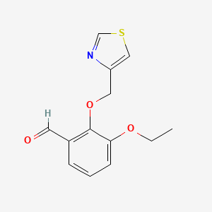 molecular formula C13H13NO3S B13201157 3-Ethoxy-2-(1,3-thiazol-4-ylmethoxy)benzaldehyde 