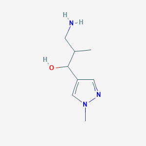 molecular formula C8H15N3O B13201268 3-Amino-2-methyl-1-(1-methyl-1H-pyrazol-4-yl)propan-1-ol 