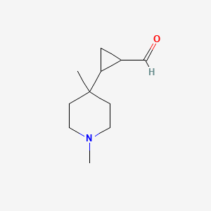 molecular formula C11H19NO B13201300 2-(1,4-Dimethylpiperidin-4-yl)cyclopropane-1-carbaldehyde 