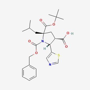 (2R,3S,5S)-1-[(benzyloxy)carbonyl]-5-[(tert-butoxy)carbonyl]-5-(2-methylpropyl)-2-(1,3-thiazol-5-yl)pyrrolidine-3-carboxylic acid