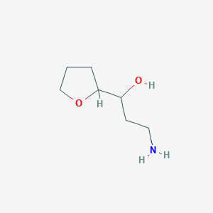 molecular formula C7H15NO2 B13201658 3-Amino-1-(oxolan-2-yl)propan-1-ol 