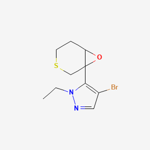 molecular formula C10H13BrN2OS B13202657 4-Bromo-1-ethyl-5-{7-oxa-3-thiabicyclo[4.1.0]heptan-1-yl}-1H-pyrazole 