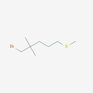 molecular formula C8H17BrS B13202673 1-Bromo-2,2-dimethyl-5-(methylsulfanyl)pentane 