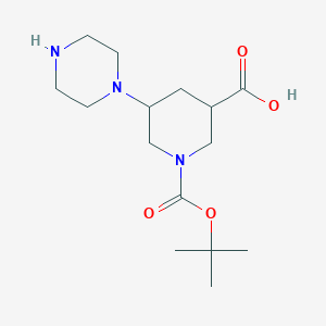 1-[(tert-Butoxy)carbonyl]-5-(piperazin-1-yl)piperidine-3-carboxylic acid