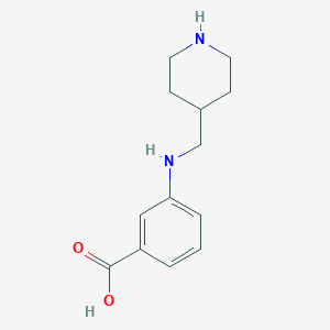 molecular formula C13H18N2O2 B13203386 3-((Piperidin-4-ylmethyl)amino)benzoic acid 