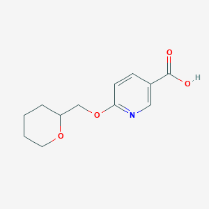 molecular formula C12H15NO4 B1320352 6-(Tetrahydro-2H-pyran-2-ylmethoxy)nicotinic acid CAS No. 1016735-31-1
