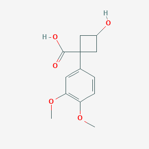 (1S,3s)-1-(3,4-dimethoxyphenyl)-3-hydroxycyclobutane-1-carboxylic acid