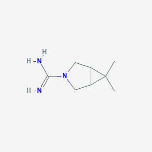 molecular formula C8H15N3 B13203686 6,6-Dimethyl-3-azabicyclo[3.1.0]hexane-3-carboximidamide 