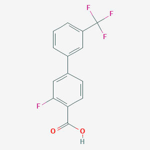 molecular formula C14H8F4O2 B1320374 3-Fluoro-3'-(trifluoromethyl)-[1,1'-biphenyl]-4-carboxylic acid CAS No. 926222-59-5