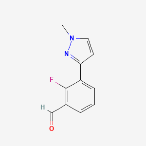 molecular formula C11H9FN2O B13203743 2-Fluoro-3-(1-methyl-1H-pyrazol-3-yl)benzaldehyde 