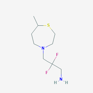 molecular formula C9H18F2N2S B13204111 2,2-Difluoro-3-(7-methyl-1,4-thiazepan-4-yl)propan-1-amine 