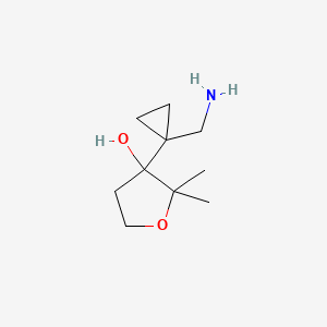 molecular formula C10H19NO2 B13204346 3-[1-(Aminomethyl)cyclopropyl]-2,2-dimethyloxolan-3-ol 