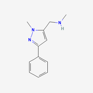 molecular formula C12H15N3 B1320484 N-甲基-1-(1-甲基-3-苯基-1H-吡唑-5-基)甲胺 CAS No. 864068-98-4