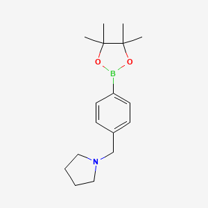 molecular formula C17H26BNO2 B1320493 1-(4-(4,4,5,5-四甲基-1,3,2-二氧杂硼烷-2-基)苄基)吡咯烷 CAS No. 884507-39-5