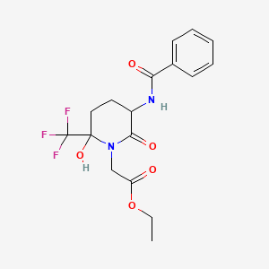 Ethyl 2-[5-benzamido-2-hydroxy-6-oxo-2-(trifluoromethyl)piperidin-1-yl]acetate