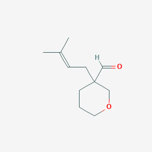 3-(3-Methylbut-2-en-1-yl)oxane-3-carbaldehyde