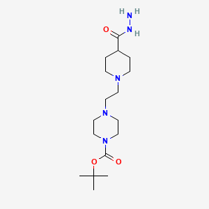 molecular formula C17H33N5O3 B1320594 tert-Butyl 4-{2-[4-(hydrazinocarbonyl)piperidino]-ethyl}tetrahydro-1(2H)-pyrazinecarboxylate CAS No. 874831-75-1
