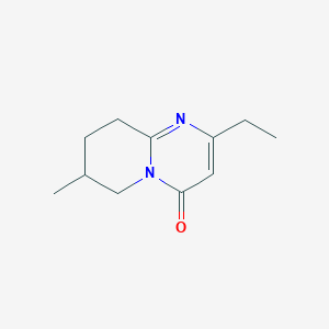 molecular formula C11H16N2O B13205976 2-Ethyl-7-methyl-4H,6H,7H,8H,9H-pyrido[1,2-a]pyrimidin-4-one 